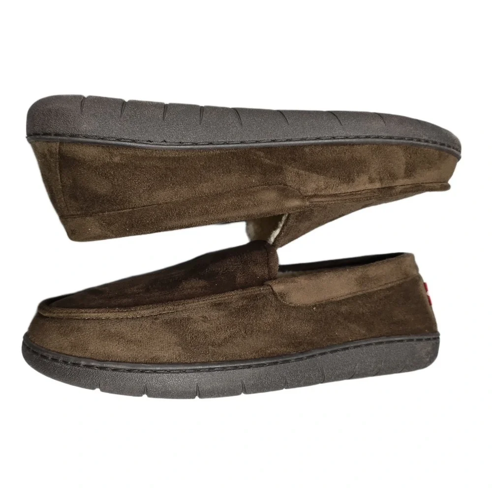 Levi's Fields Microsuede Slippers Mens XL (11-12) Brown Faux Fur Lined Moc Toe